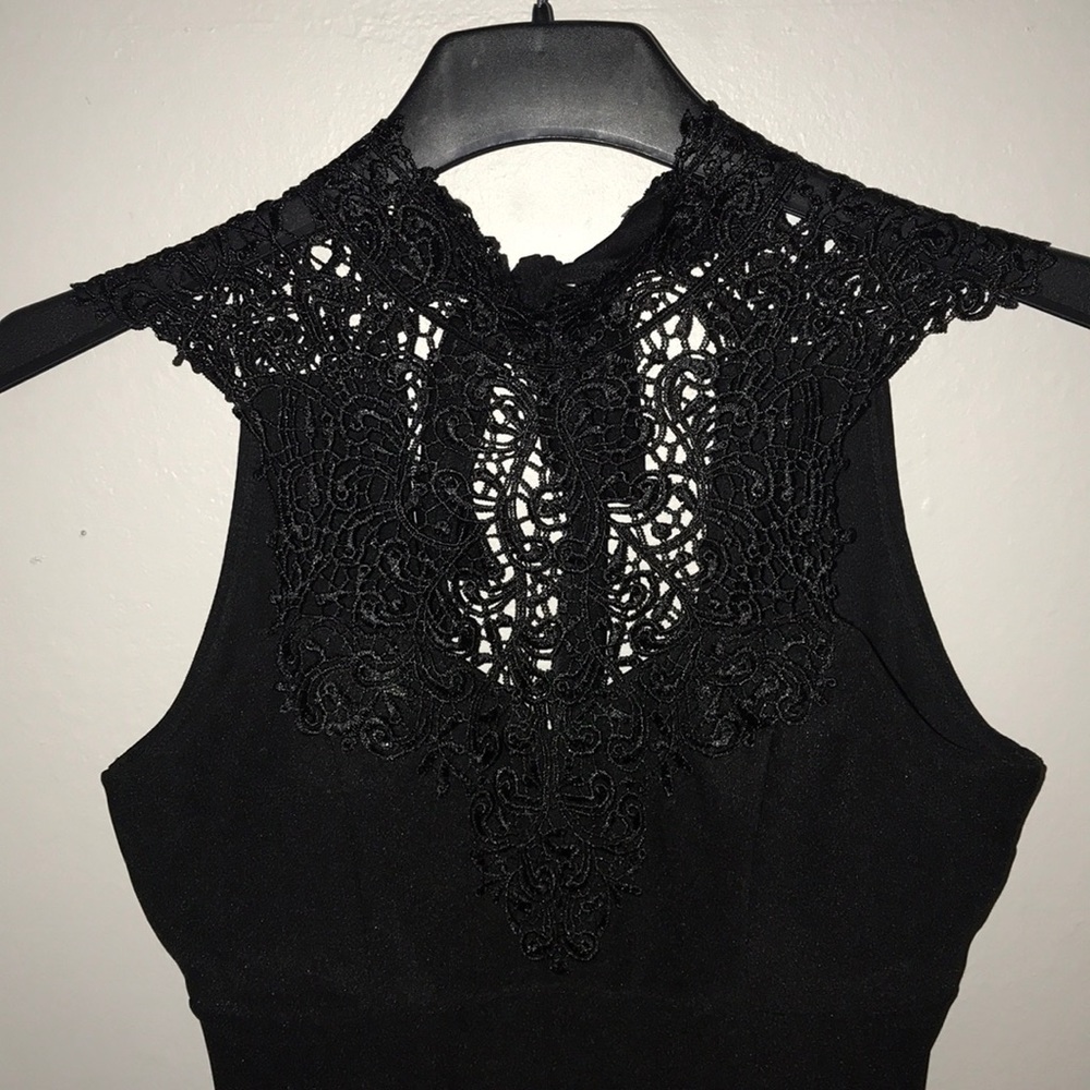 Short Black Dress - Lace upper